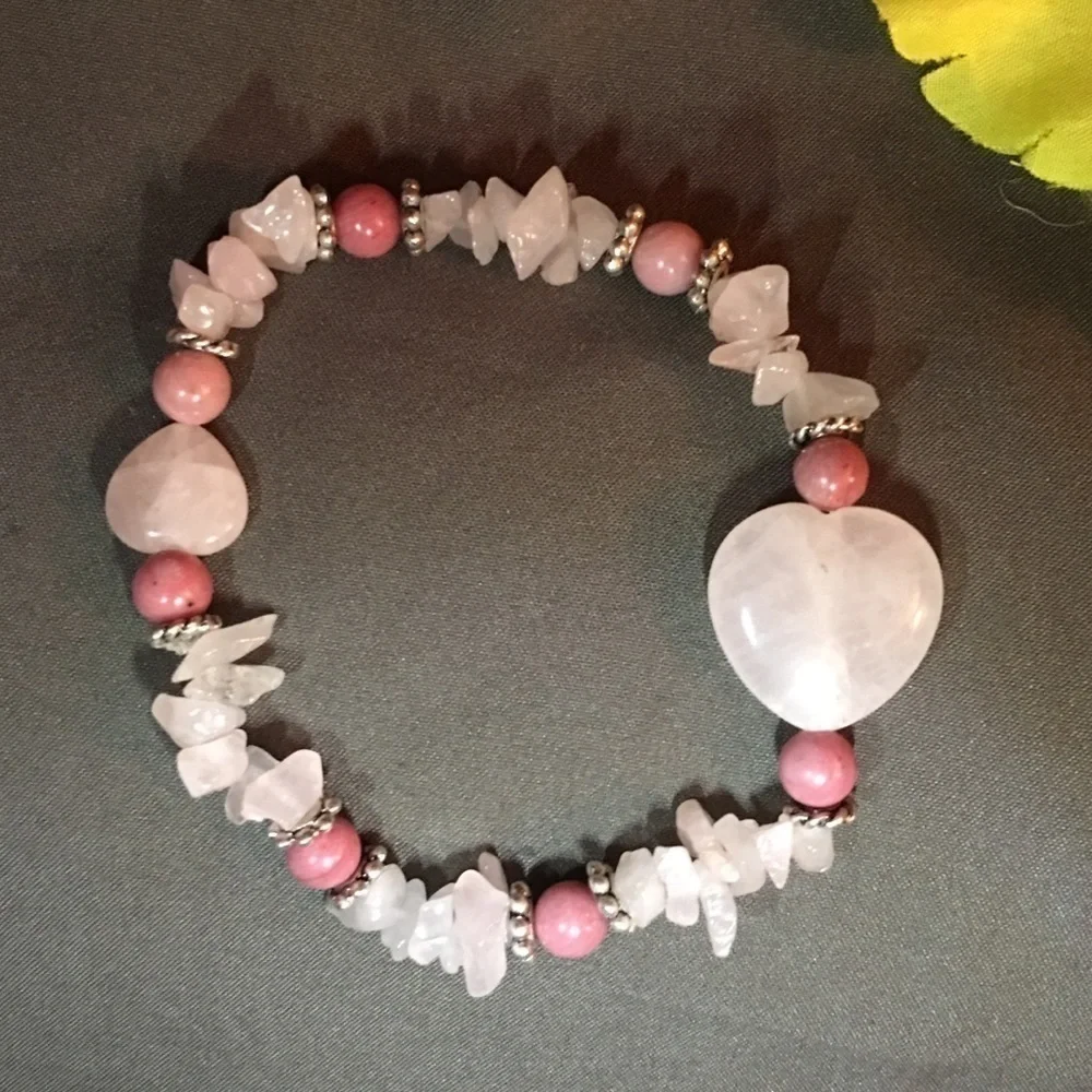 💖Rose quartz and rhodonite bracelet heart
